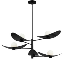 Dainolite CBL-405C-MB - 5 Light Matte Black Chandelier w/ Opal Glass