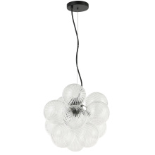 Dainolite CLZ-133P-MB - 3 Light Matte Black Pendant w/ Clear Spiral Glass
