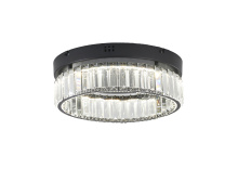 Bethel International GL447FM14BK - 1-Light Black Dimmable LED Flush Mount With Clear Crystals