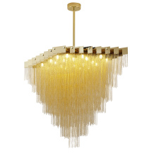 Bethel International IMG04C39G - 20-Light Gold prism chandelier with hanging aluminum chains