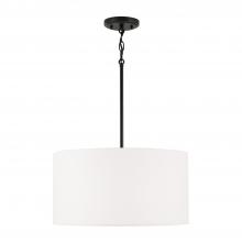 Capital Canada 314632MB-659 - 3-Light Pendant in Matte Black with White Fabric Drum Shade and Acrylic Diffuser