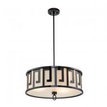 Lucas McKearn GN/LEMURIA/P/L-BLK - Lemuria 3 Light Duo-Mount Large Pendant - Lacquered Black, Ivory Shade