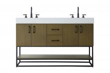 Elegant VF29254DMCB - Vanity Cabinet 4Dr 2Dw 54x21.5x34 Chestnut Brown