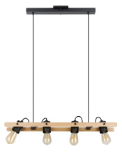 Eglo Canada 205588A - 4 LT Open Bulb Linear Pendant w/ Black & Wood Finish