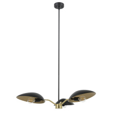Eglo Canada 205764A - 3 LT Chandelier Black Finish w/ Brushed Brass Accents & Black Metal Shades