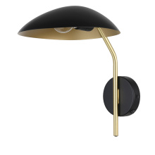 Eglo Canada 205767A - 1 LT Wall Light Black Finish w/ Brushed Brass Accents & Black Metal Shade