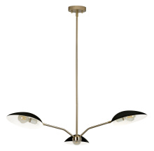 Eglo Canada 205881A - 3 LT Chandelier Black Finish with Brushed Brass Accents and Black w/ White Interior Metal Shades