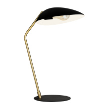 Eglo Canada 205882A - 1 LT Table Lamp Black Finish with Brushed Brass Accents and Black w/ White Interior Metal Shade