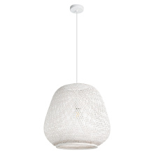 Eglo Canada 206016A - 1 LT Pendant w/ White Finish & White Bamboo Shade