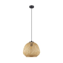 Eglo Canada 206044A - 1 LT Pendant w/ Black Finish & Natural Bamboo Shade