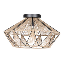 Eglo Canada 206108A - 1 LT Dual Mount Ceiling or Pendant Black Finish & Natural Fabric Shade