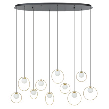Eglo Canada 206114A - 10 LT Integrated LED Linear Pendant w/ Black & Shiny Brass Finish & White Shades
