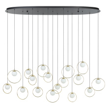 Eglo Canada 206115A - 17 LT Integrated LED Linear Pendant w/ Black & Shiny Brass Finish & White Shades
