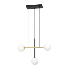 Eglo Canada 390177A - 3 LT Pendant w/ Black & Brushed Gold Finish & White Sphere Glass Shades
