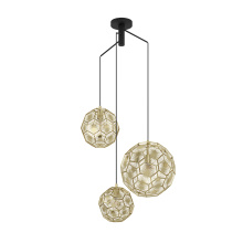 Eglo Canada 39758A - 3 LT Round Cascade Pendant w/ Black Finish & Brass Geometric Design  Shades