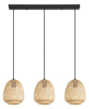 Eglo Canada 43262A - 3 LT Linear Pendant w/ Black Finish & Bamboo Shades