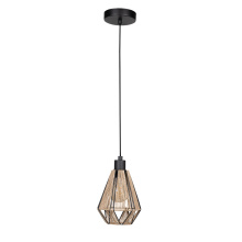 Eglo Canada 43776A - 1 LT Mini Pendant w/ Black Finish & Natural Fabric Shade