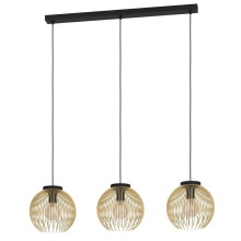 Eglo Canada 900167A - 3 LT Linear Pendant w/ Black Finish & Matte Gold Metal Shade